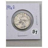 1962 Washington Quarter Silver Coin