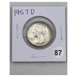 1957 D Washington Quarter Silver Coin