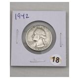 1942 Washington Quarter Silver Coin