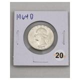 1964 D Washington Quarter Silver Coin