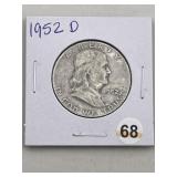 1952 D Franklin Half Dollar Silver Coin