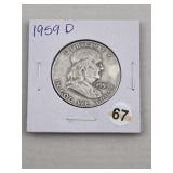 1959 D Franklin Half Dollar Silver Coin