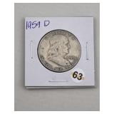 1959 D Franklin Half Dollar Silver Coin