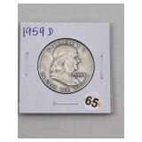 1959 D Franklin Half Dollar Silver Coin