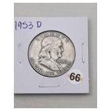 1953 D Franklin Half Dollar Silver Coin