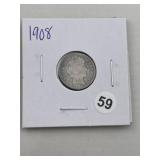 1908 Barber Dime Coin