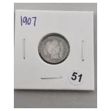 1907 Barber Dime Coin