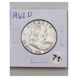 1962 D Franklin Half Dollar Silver Coin
