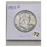 1953 D Franklin Half Dollar Silver Coin