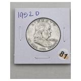 1952 D Franklin Half Dollar Silver Coin