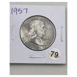 1957 Franklin Half Dollar Silver Coin