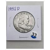 1952 D Franklin Half Dollar Silver Coin