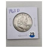1963 D Franklin Half Dollar Silver Coin