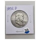 1952 D Franklin Half Dollar Silver Coin