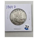 1949 D Franklin Half Dollar Silver Coin