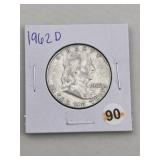 1962 D Franklin Half Dollar Silver Coin