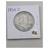 1950 D Franklin Half Dollar Silver Coin