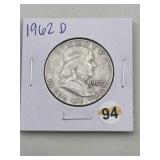 1962 D Franklin Half Dollar Silver Coin