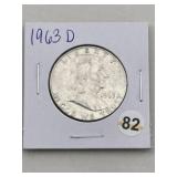 1963 D Franklin Half Dollar Silver Coin