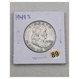 1949 S Franklin Half Dollar Silver Coin