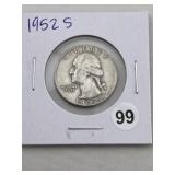 1952 S Washington Quarter Silver Coin