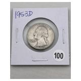 1953 D Washington Quarter Silver Coin