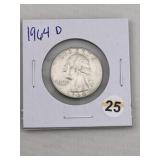 1964 D Washington Quarter Silver Coin
