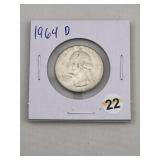 1964 D Washington Quarter Silver Coin
