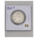1964 D Washington Quarter Silver Coin