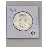 1963 Franklin Half Dollar Silver Coin