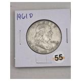 1961 D Franklin Half Dollar Silver Coin