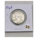 1964 Washington Quarter Silver Coin