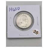 1963 D Washington Quarter Silver Coin