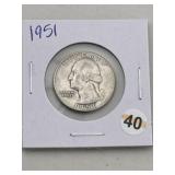 1951 Washington Quarter Silver Coin