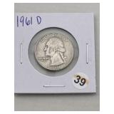1961 D Washington Quarter Silver Coin