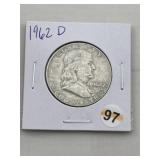 1962 D Franklin Half Dollar Silver Coin
