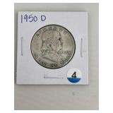 1950 D Franklin Half Dollar Silver Coin