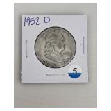 1952 D Franklin Half Dollar Silver Coin