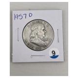 1957 D Franklin Half Dollar Silver Coin