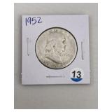 1952 Franklin Half Dollar Silver Coin