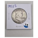 1953 S Franklin Half Dollar Silver Coin