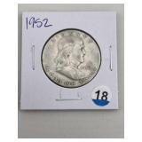1952 Franklin Half Dollar Silver Coin