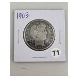 1903 Barber Half Dollar Silver Coin