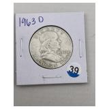 1963 D Franklin Half Dollar Silver Coin