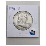 1952 D Franklin Half Dollar Silver Coin