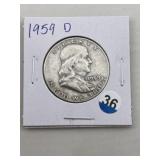 1959 D Franklin Half Dollar Silver Coin