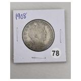1908 Barber Half Dollar Silver Coin
