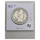 1912 S Barber Half Dollar Silver Coin