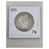 1899 Barber Half Dollar Silver Coin