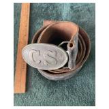 CS Belt Buckle & Belt Indian Artifact Arrowhead